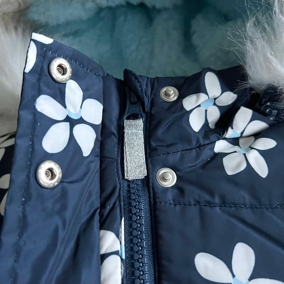 NWT Member's Mark Girls' Puffer Jacket- Navy Floral Size 4T - Picture 6 of 16